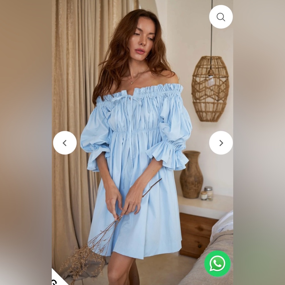 BaliELF Off-Shoulder Light Blue Midi Dress